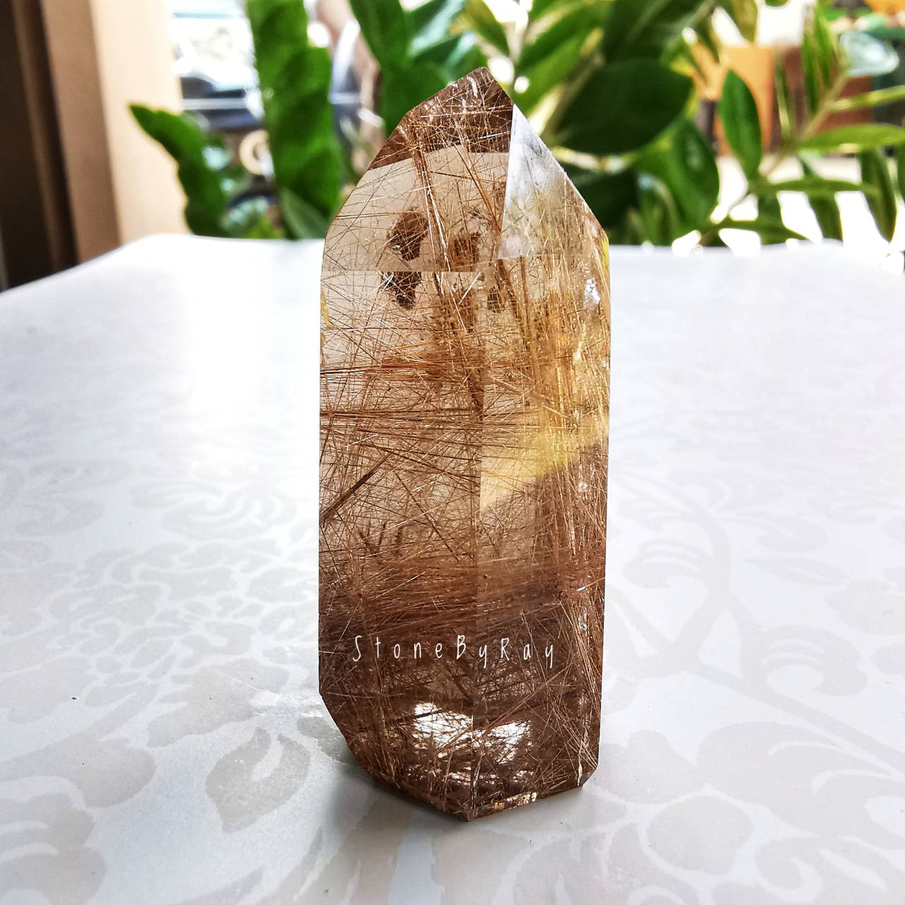 หินไหมเศรษฐีเจียรทรงแท่ง Rutilated Quartz