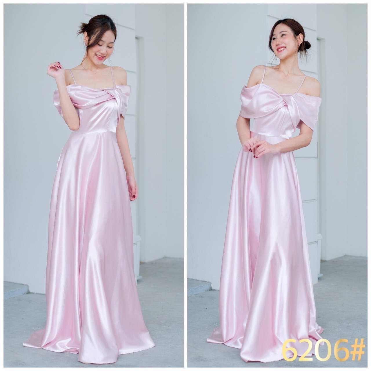 kudapy เดรสยาว เปิดบ่า อกไขว้ด้านข้าง มีสายคล้องบ่า ไม่ต้องกลัวหลุด กระโปรงบานเจ้าหญิง