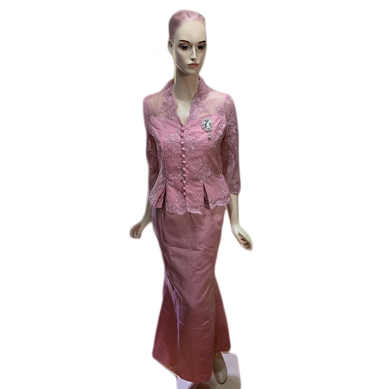 kudapy ชุดเซทผ้าไหมอิตาลีสีแดง/สีชมพู/สีครีม เอวดีด แต่งเอวแต่งจีบ งานเย็บประณีต มีซับใน