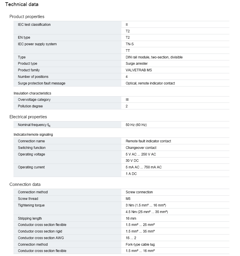 VAL-MS 230/3+1 FM - Type 2 surge arrester with Remote alarm contact Surge protector AC SPD 3phase Phoenix Contact (ฟีนิกซ์ คอนแทคท์) อุปกรณ์ป้องกันไฟกระซาก ฟ้าผ่า 3เฟส Type 2 - Item number 2838199