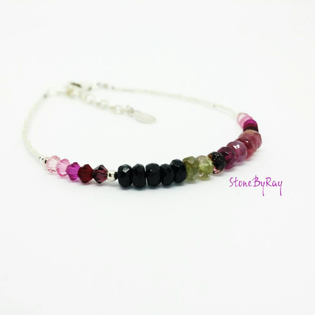 สร้อยข้อมือเงินหินทัวมาลีน(Tourmaline)