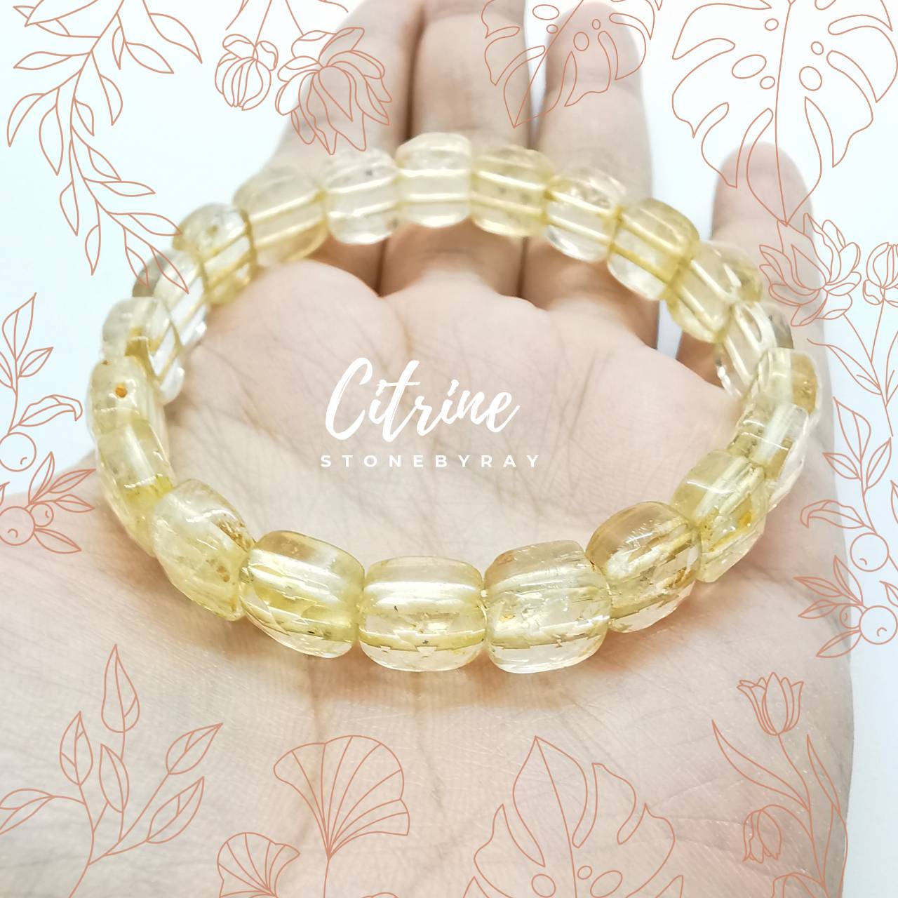 สร้อยข้อมือหินซิทรินเจียรเหลี่ยม