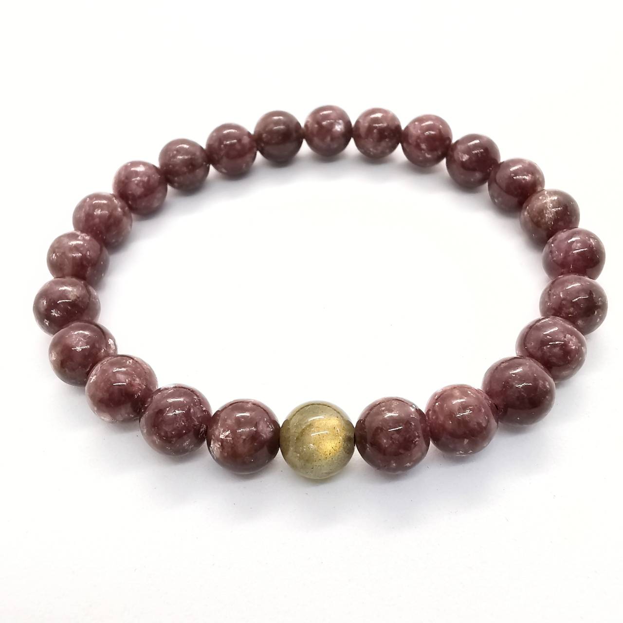 สร้อยข้อมือหินเลพิโดไลท์กับลาบราโดไลท์ Lepidolite+Labradorite