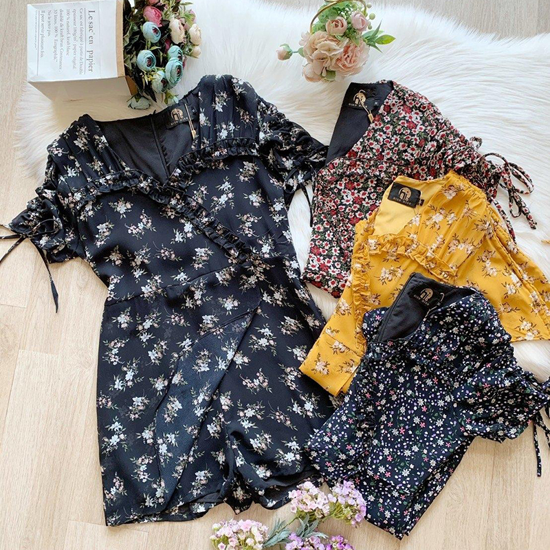 kudapy จั้มสูทขาสั้นสีเขียว ดำ กรม เหลือง เนื้อผ้าอย่างดี