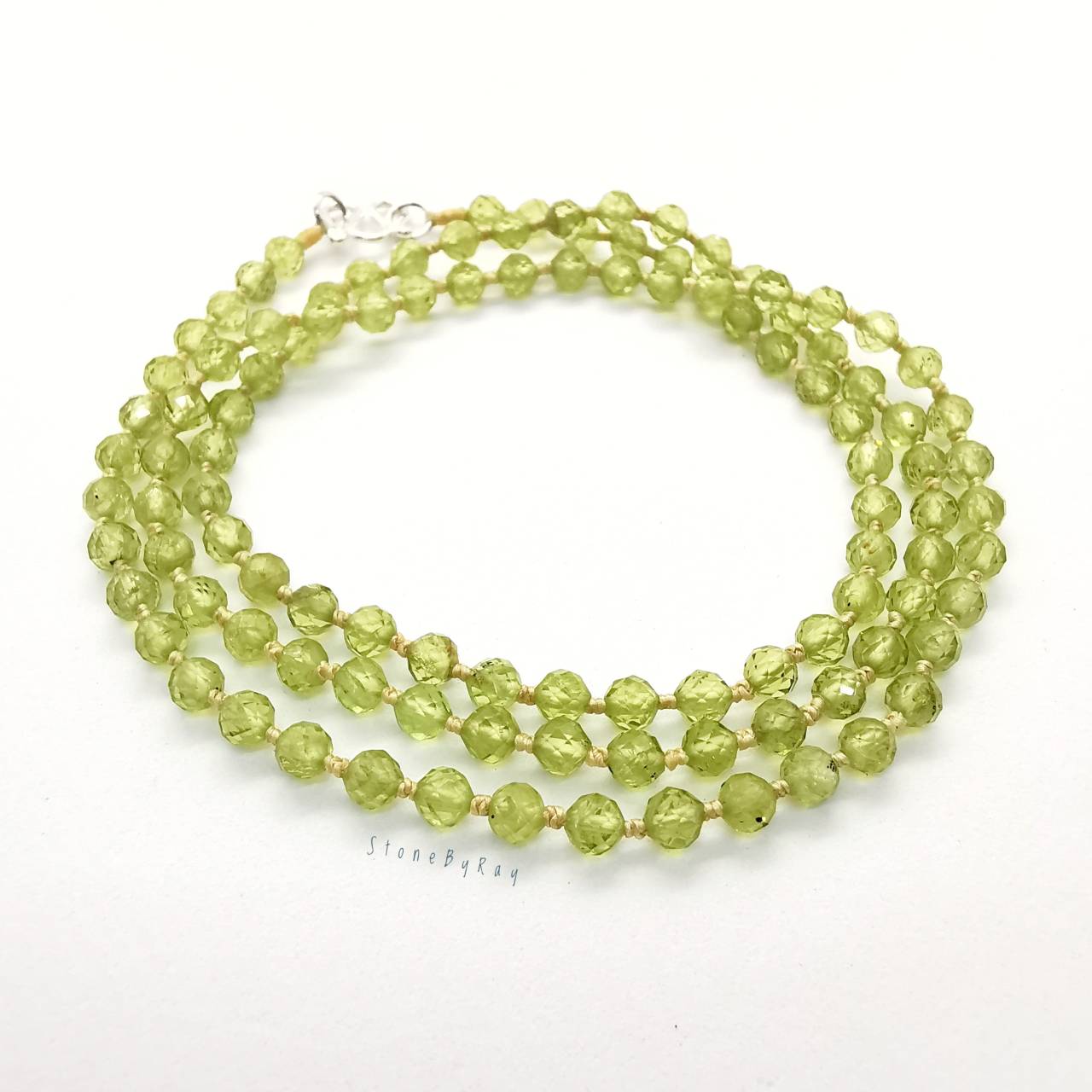 สร้อยคอปะคำ108พลอยเพอริดอทเจียรเหลี่ยม Peridot