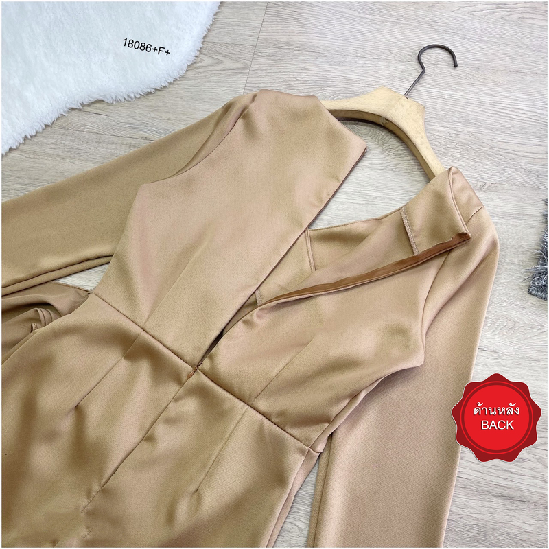 kudapy เดรสแขนยาวสีพื้น แต่งจีบ ผ่าหน้า ชุดออกงาน ชุดเพื่อนเจ้าสาว เดรสงานแต่ง ใส่ไปเที่ยวสวยดูดี