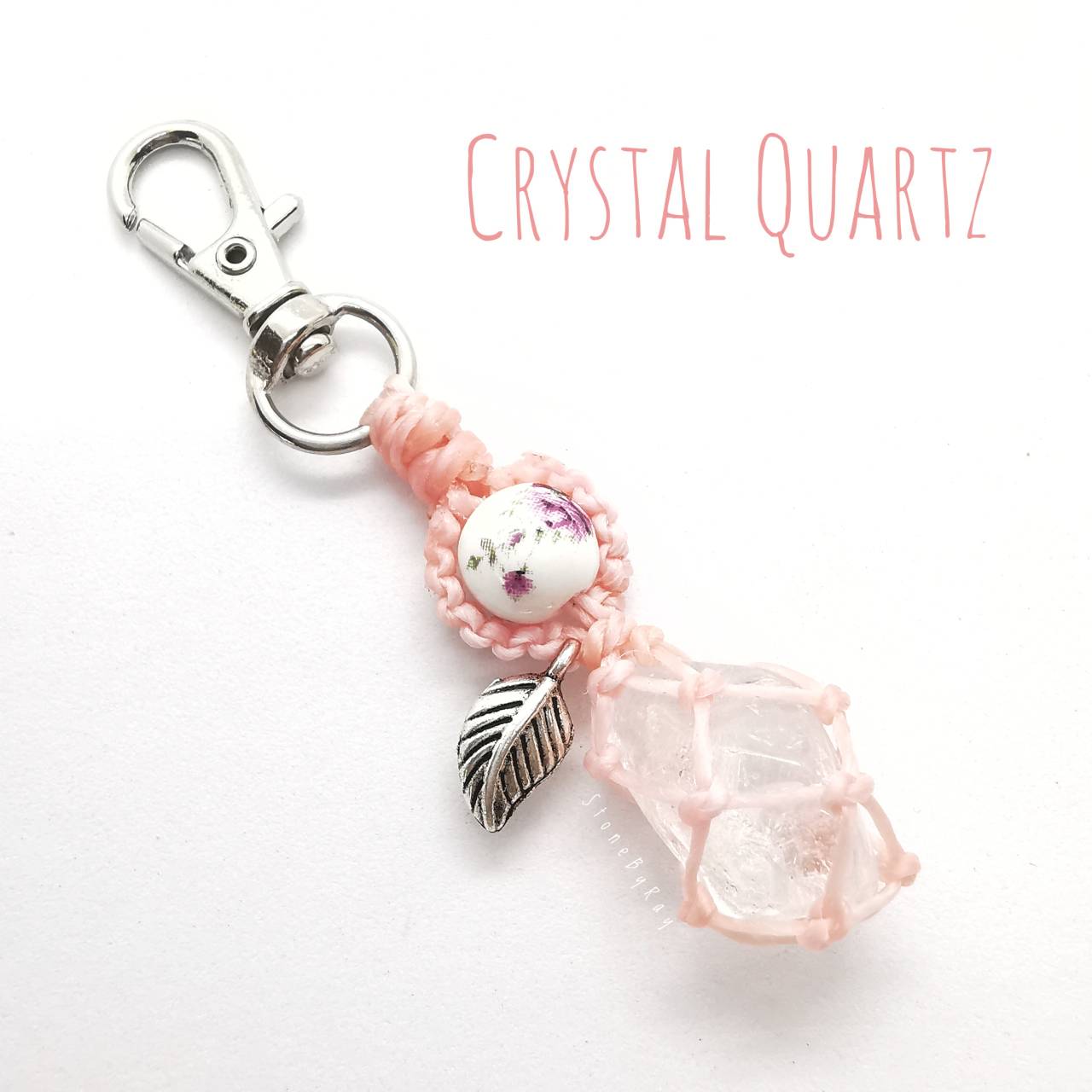 พวงกุญแจเชือกถักหินคริสตัลควอตซ์ Crystal Quartz
