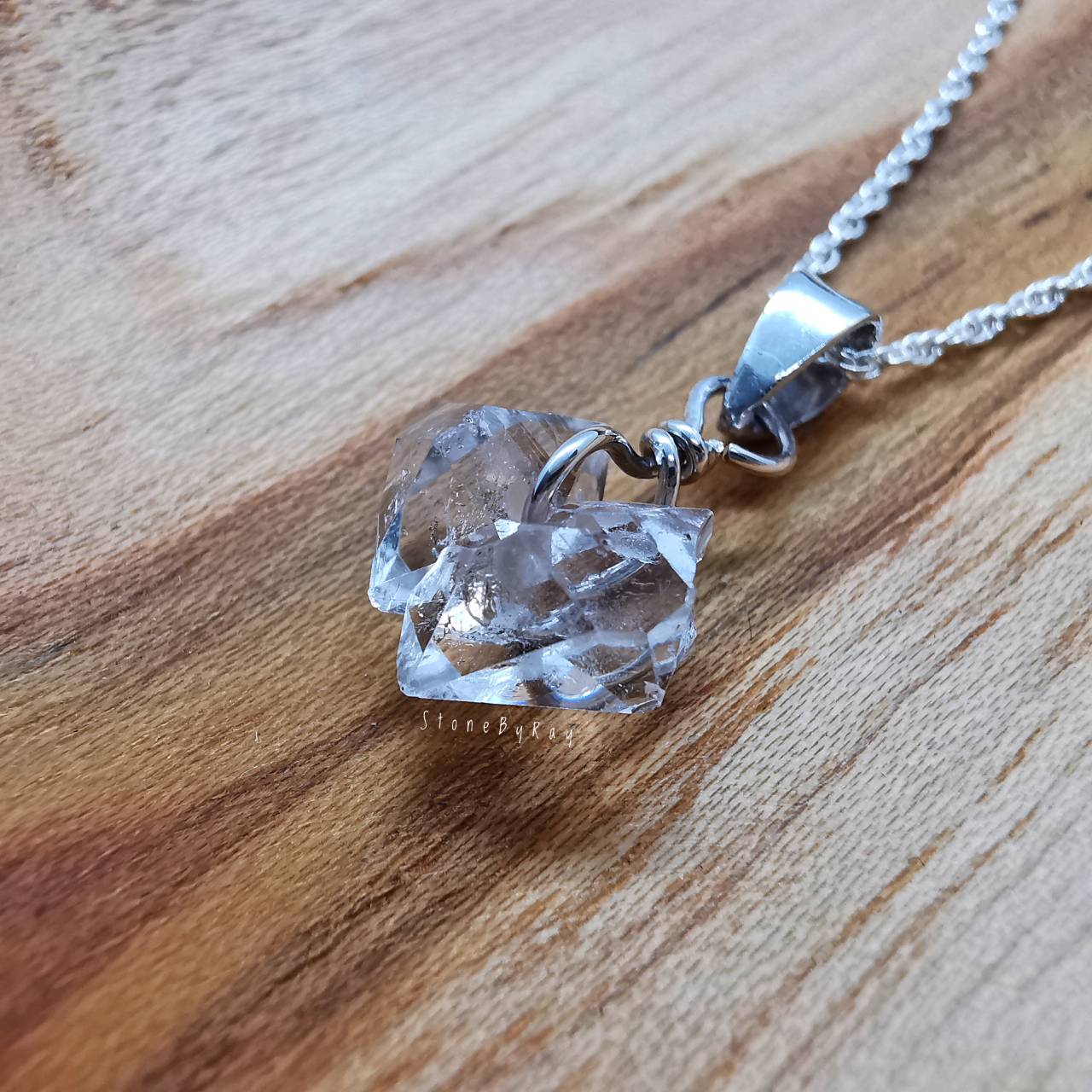 สร้อยคอเงินจี้หินเฮอร์คิเมอร์ไดม่อน Herkimer Diamond