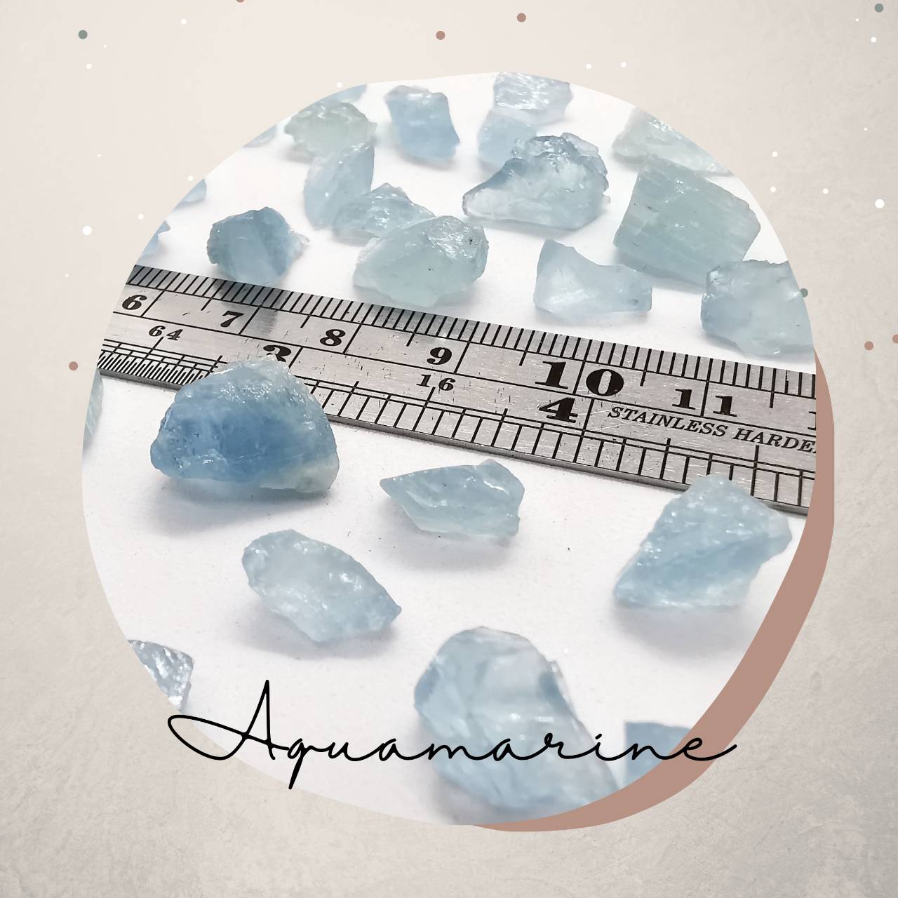 Setสร้อยคอ/สร้อยข้อมือ/พวงกุญแจหินอความารีน Aquamarine