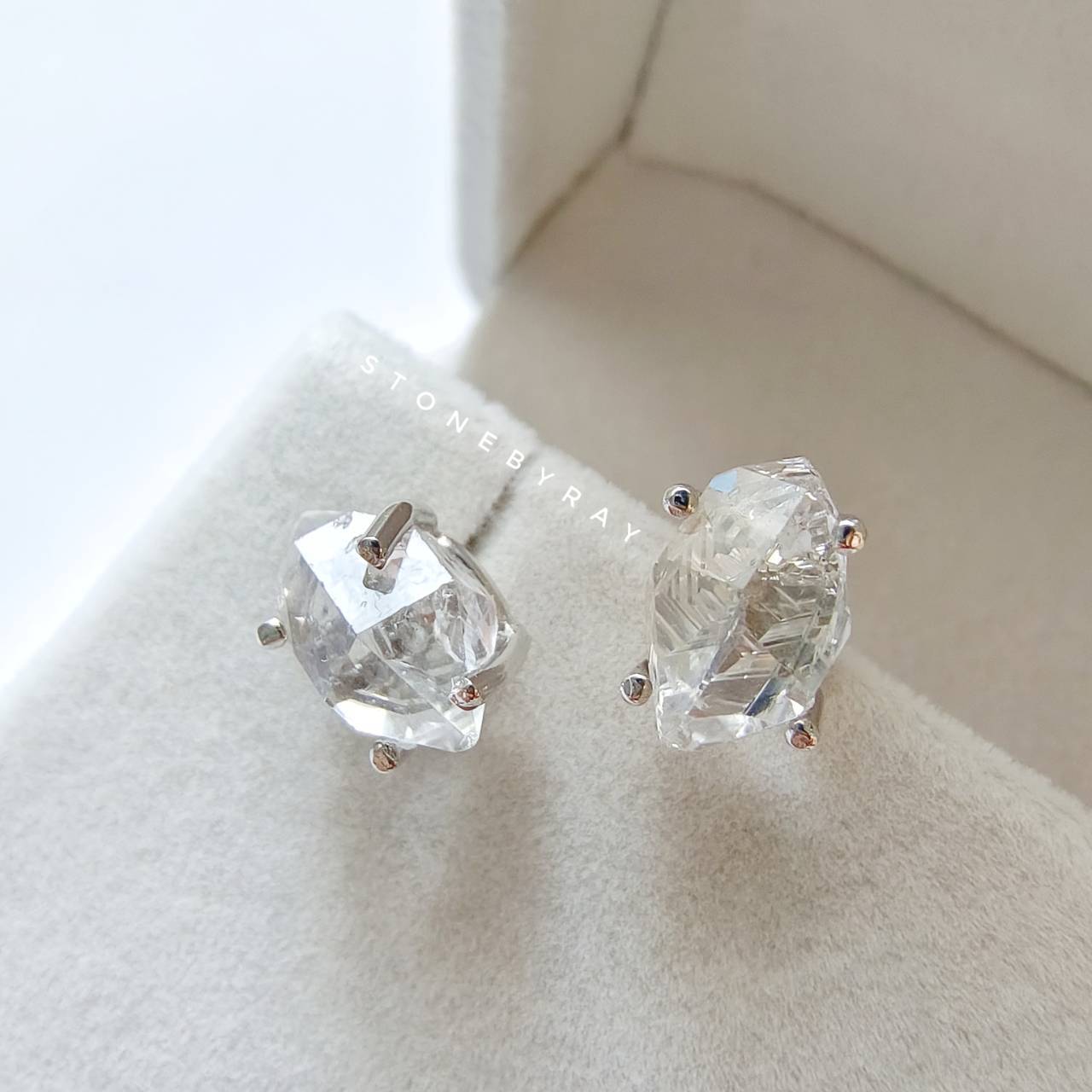 ต่างหูเงินหินเฮอร์คิเมอร์ไดม่อน Herkimer Diamond