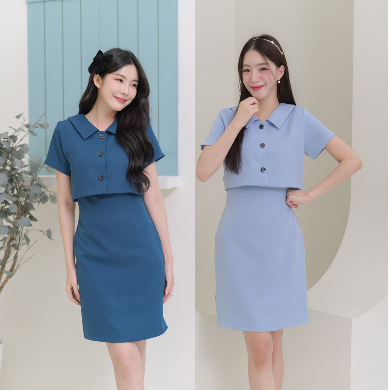 kudapy เดรสแขนสั้นคอปก ตัวเสื้อกระดุมปลดได้จริง คลาสสิกสไตล์มินิมอล ผ้าเนื้อไม่หนาไม่บาง เป็นผ้าเนื้อนิ่มใส่สบาย มีซับในทั้งตัว