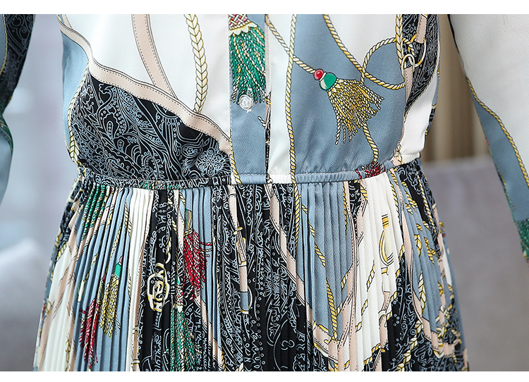 ชุดเดรสผ้าโพลีเอสเตอร์ผสม ผ้าเนื้อดีนิ่ม พิมพ์ลายตามแบบโทนสีเทา