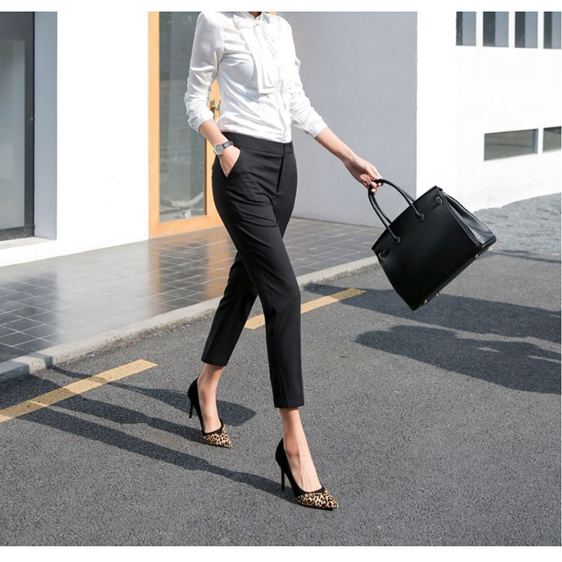 kudapy กางเกงสแล็คสีดำขายาวผู้หญิง