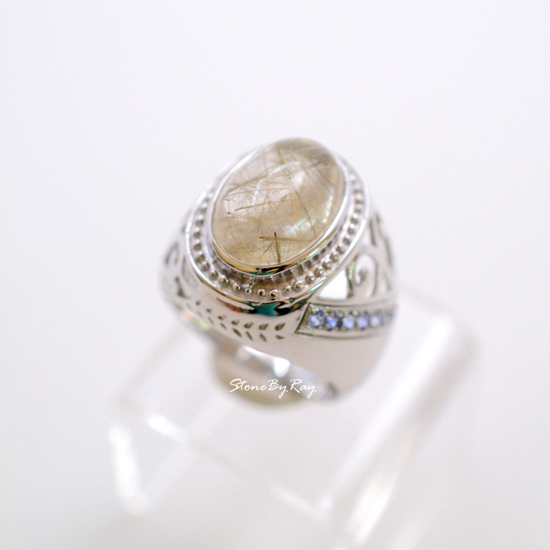 แหวนเงินหินไหมทอง Rutilated Quartz