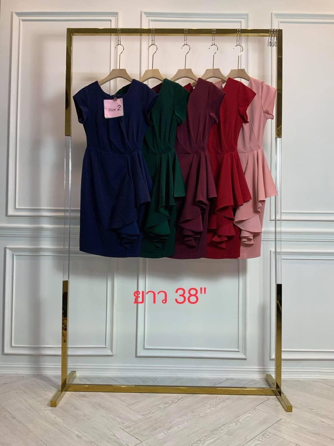 kudapy เดรสสั้นไปงานจับจีบระบายข้าง สีชมพู ,แดงเลือดหมู ,กรมท่า ,เขียวแก่ ,โอวัลติน ผ้าฮานาโกะ แขนสั้นกุด กปสั้นมีระบาย