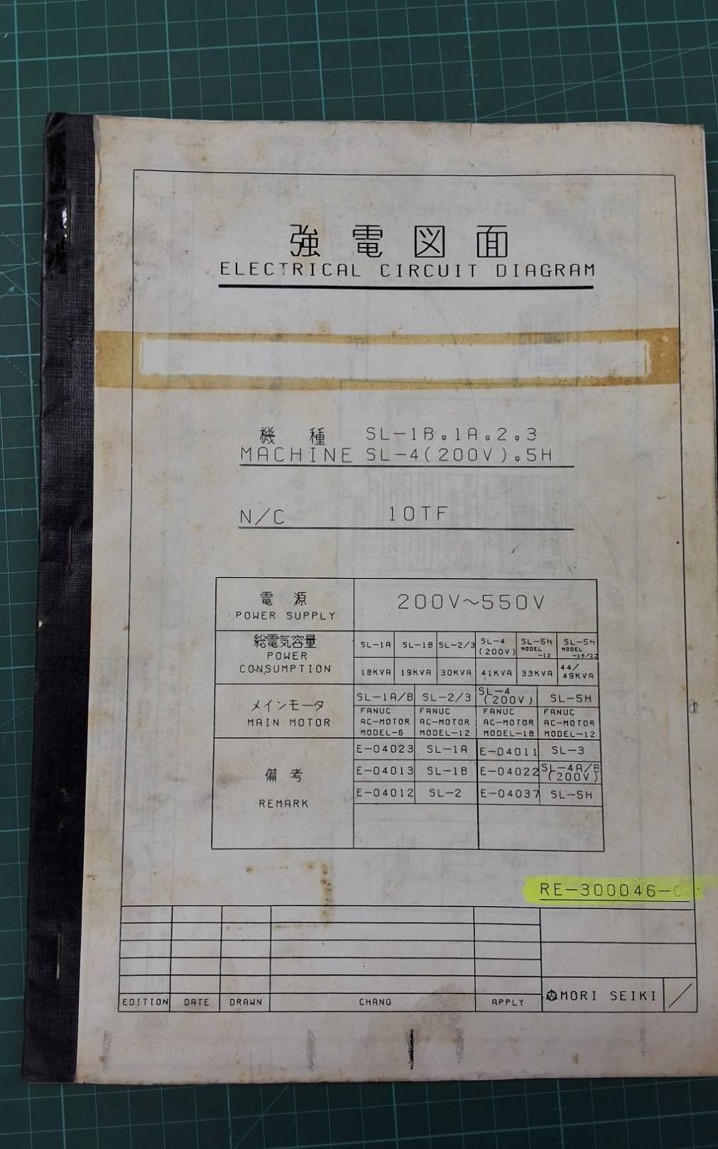 MORI SEIKI WIRING DIAGRAM SL-1B,2,3 SL-4(200V),5H