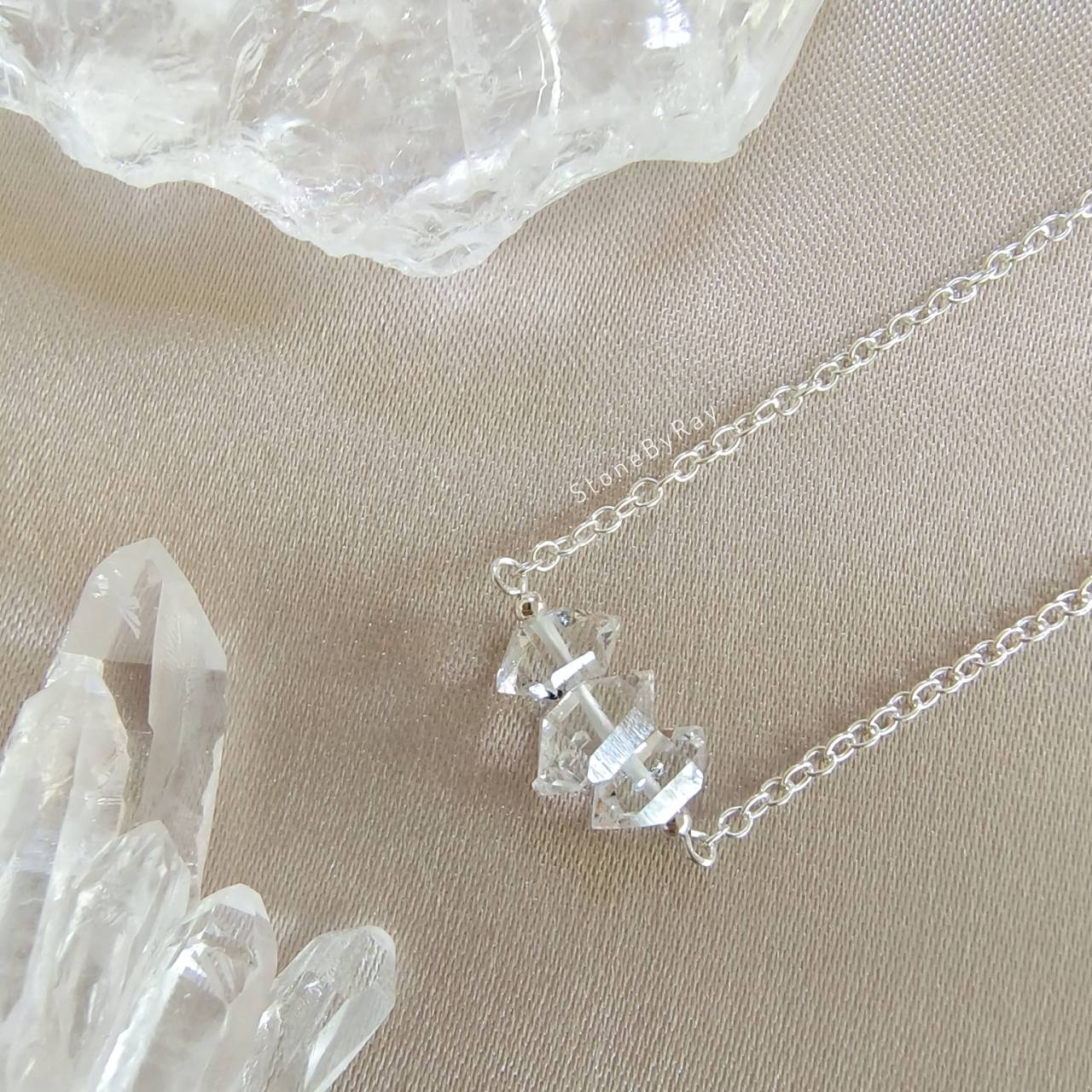 สร้อยคอเงินหินเฮอร์คิเมอร์ไดม่อน Herkimer Diamond