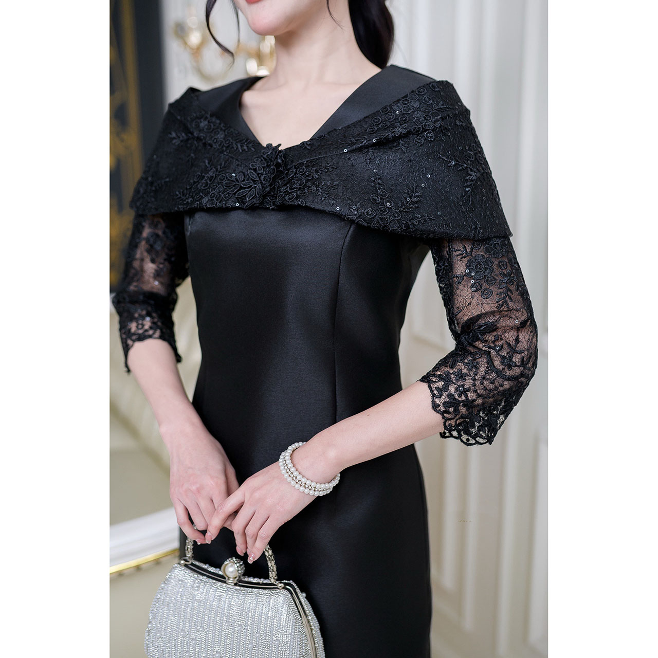 kudapy เดรสผ้าไหมโอบไหล่ งานผ้าสวยพรีเมี่ยมสุดๆ ลูกไม้คัดเกรดดอกสวยชัด