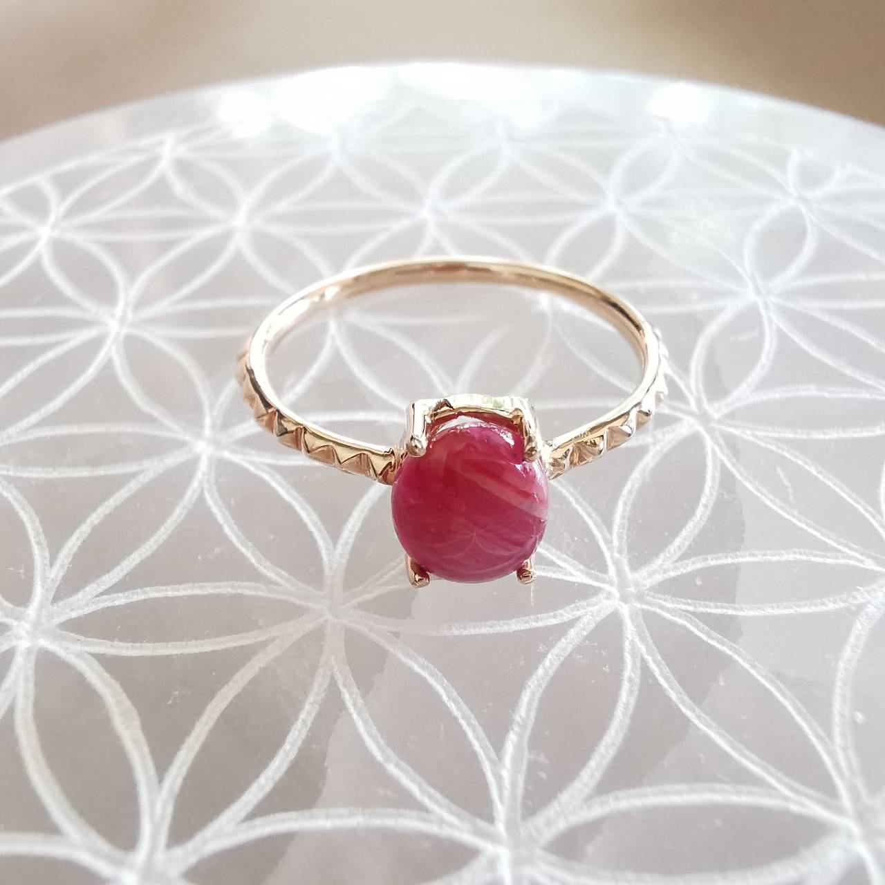 แหวนเงินชุบพิ้งโกลด์พลอยทับทิม Ruby