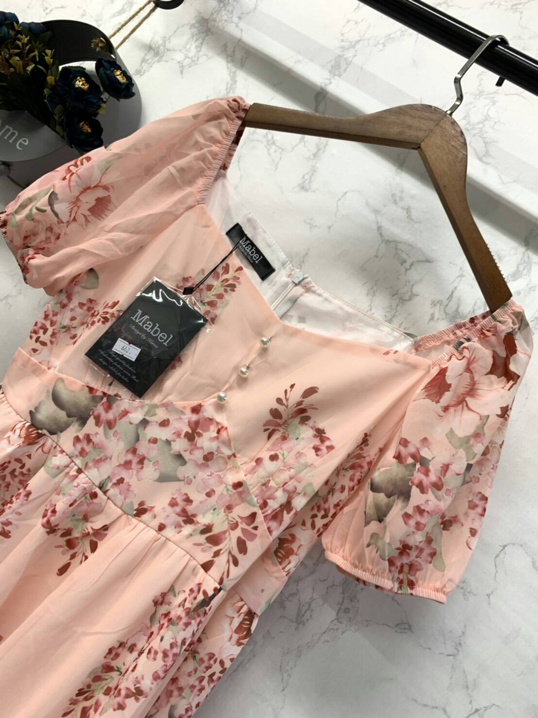 เดรสสไตล์เกาหลีสีโอรส สีฟ้า สีชมพู ผ้าชีฟองสีสวยสดใส แพทเทิร์นเป้ะ