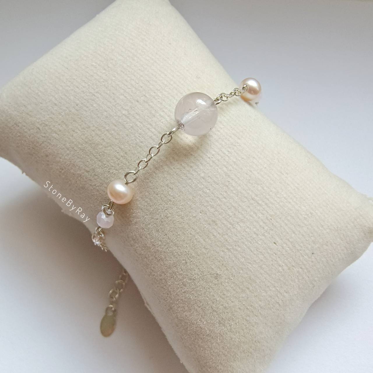 Setสร้อยคอเงินจี้หินโรสควอตซ์กับไข่มุก Rose Quartz&Pearl