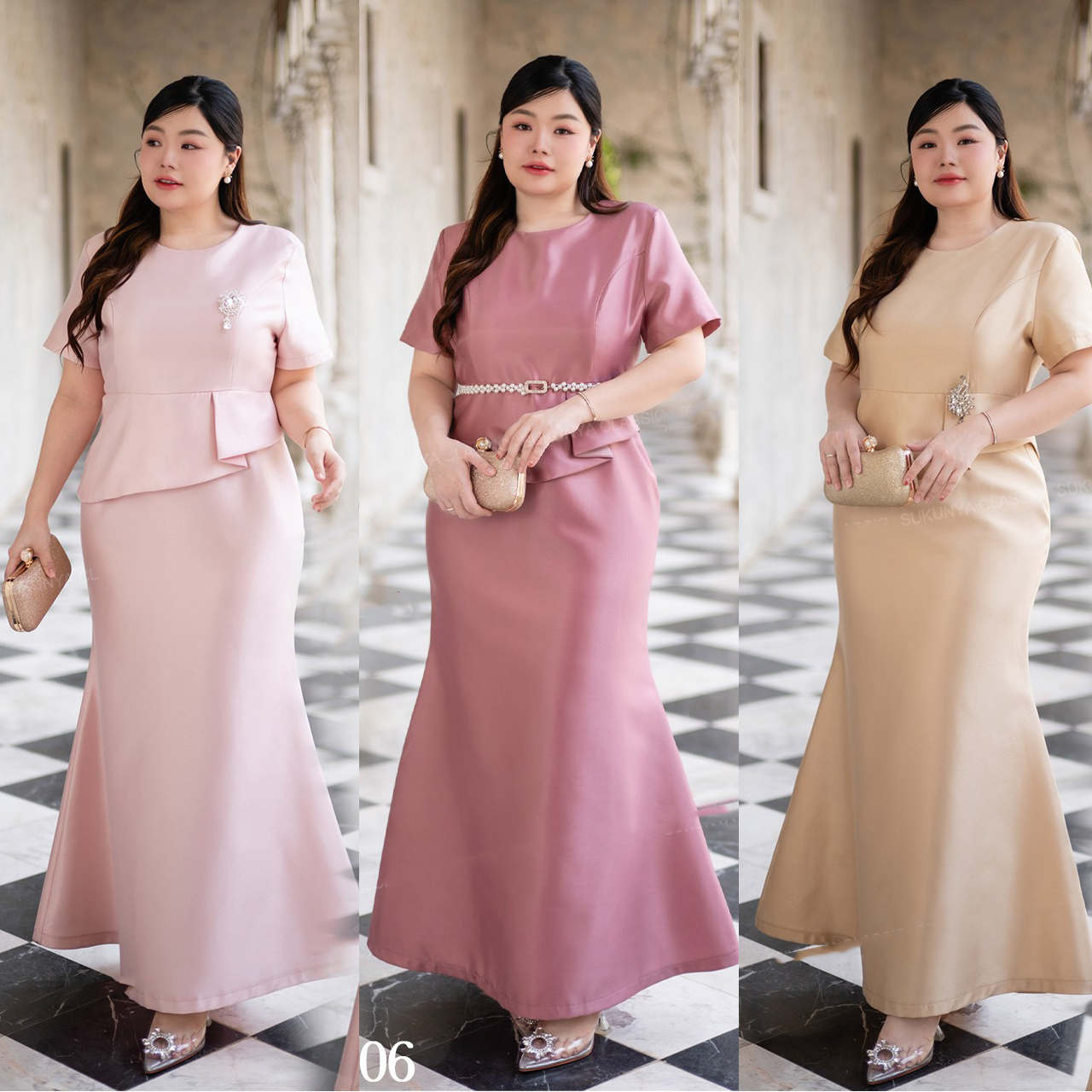 kudapy เดรสยาวเนื้อผ้าไหมญี่ปุ่น คอปาด กระโปรงทรงหางปลา เสื้อแต่งชายระบายช่วงพรางหน้าท้อง