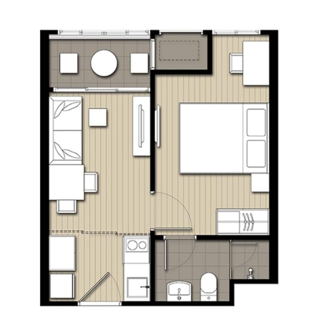 ให้เช่าห้องแบบ 1ห้องนอน 1ห้องน้ำ โซนพื้นที่ BTS บางนา คอนโด IDEO MOBI Sukhumvit Eastgate : ไอดีโอ โมบิ สุขุมวิท อีสท์เกต ขนาดห้อง 31 ตรม. ชั้น 8