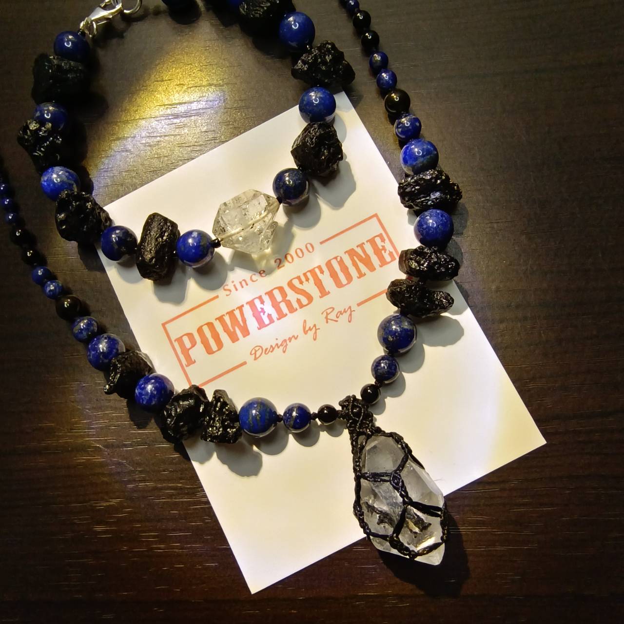 ชุดสร้อยคอหินสะเก็ดดาว+เฮอร์คิเมอร์+ลาพิสลาซูลี Tektite+Herkimer Diamond+LapisLazuli