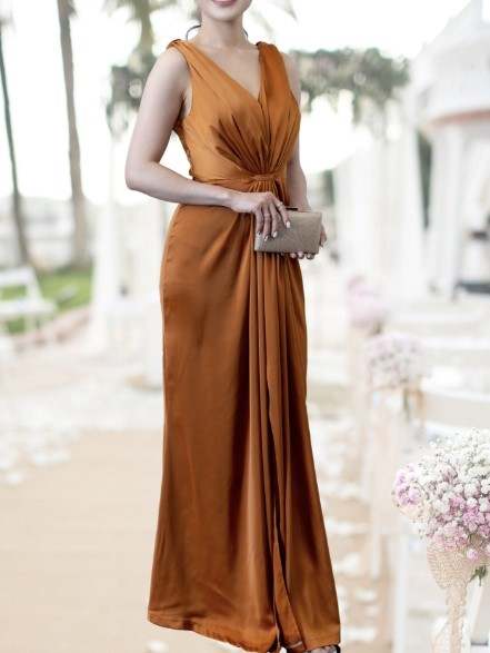 kudapy ชุดออกงานสีเขียว รวบเอว เรียบหรู ดูแพง ใส่ออกงานราตรี งานแต่งงาน ธีมเพื่อนเจ้าสาว งานกลางคืน