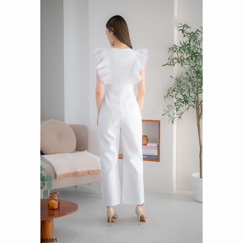 kudapy จั้มสูทขายาวสีขาว/สีดำ/สีชมพู แขนกุดขายาวทรงพอดีตัว สีพื้น งานซิปหลัง ให้ลุคเป็นสาวมั่น เหมาะกับการใส่ไปทำงานในแต่ละวัน