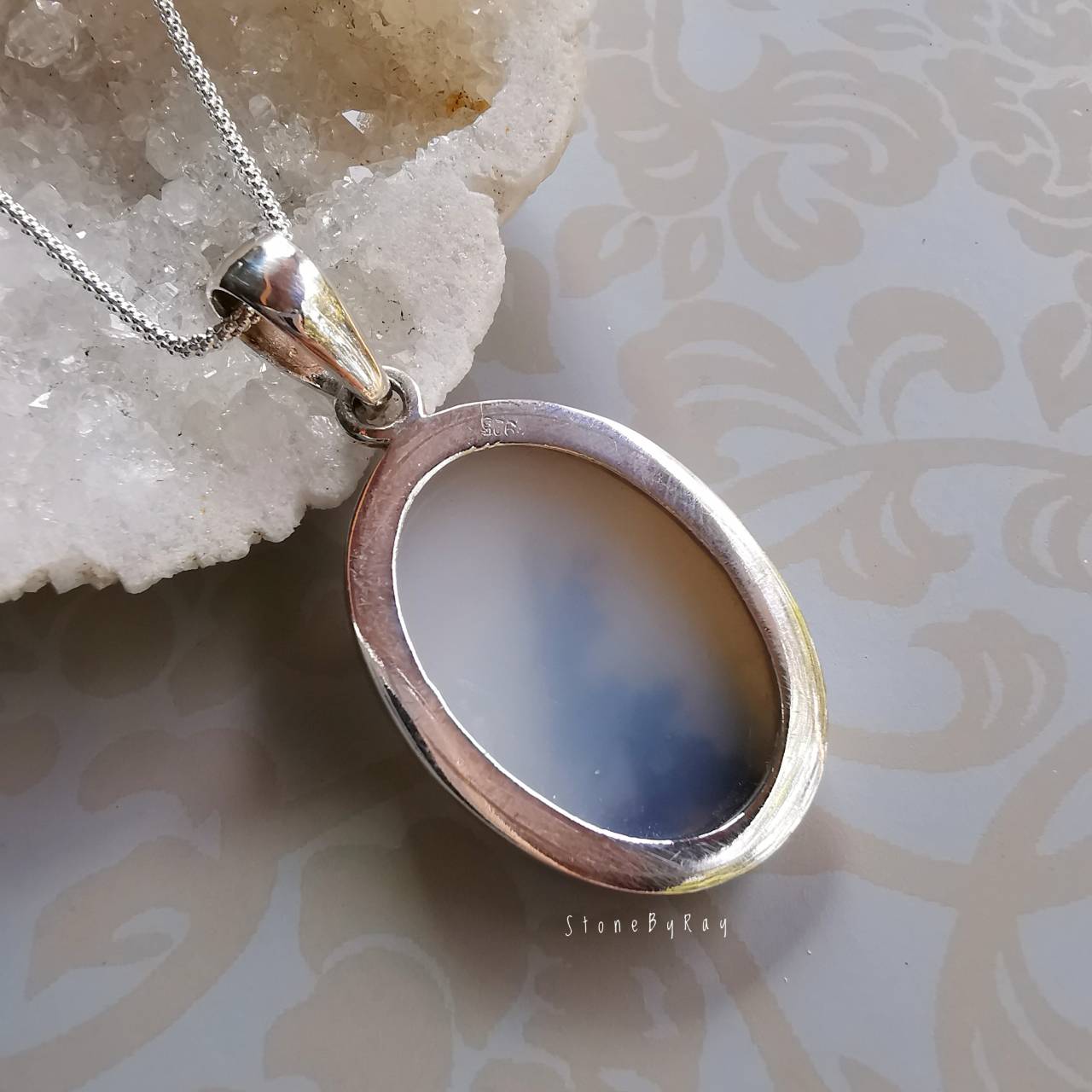 สร้อยคอเงินจี้หินเมอร์ลิไนท์