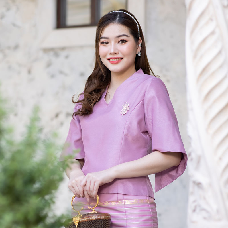 kudapy ชุเซ็ทเสื้อผ้าไหมแพรทิพย์เกรดพรีเมี่ยมอัดกาว ผ้าถุงเย็บสำเร็จทอลายอัดกาว ตะขอซิปหลัง