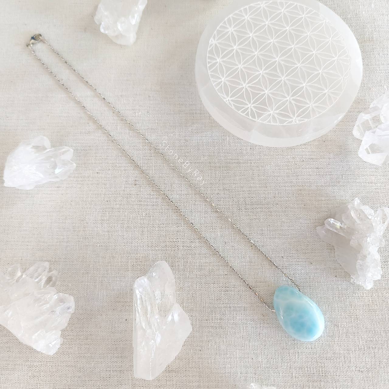 สร้อยคอเงินจี้หินลาริมาร์ Larimar