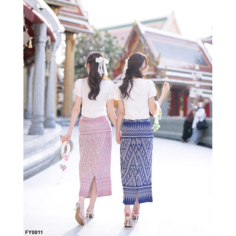 kudapy ชุดเซ็ทเสื้อ+กระโปรงลายไทยลิซ่า ใส่สบายสวยดูดี