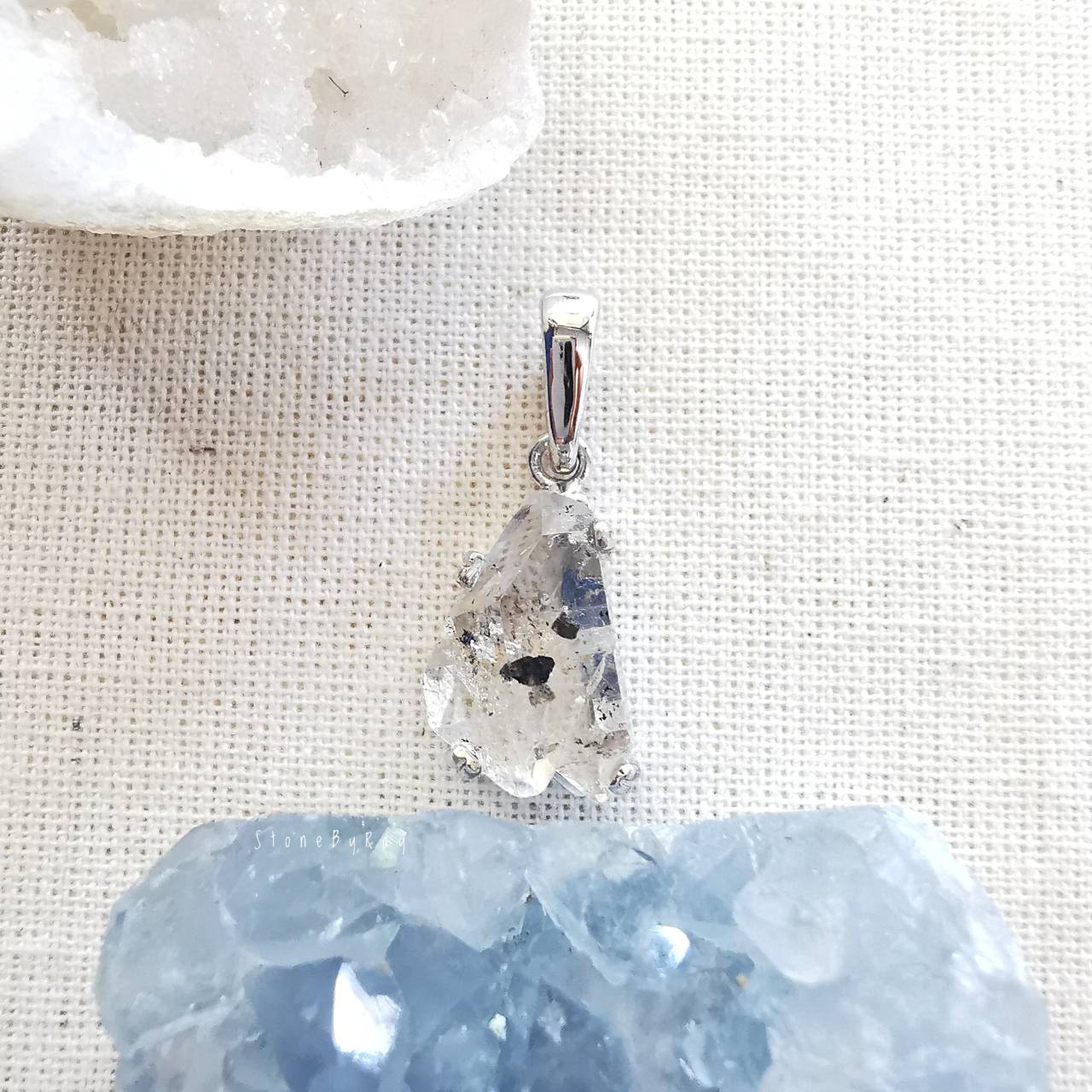 สร้อยคอเงินจี้หินเฮอร์คิเมอร์ไดม่อน Herkimer Diamond