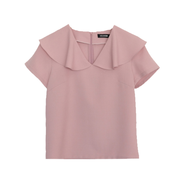 kudapy เสื้อสีเทาฟ้า ชมพู ดำ ขาว คอระบายคอทรงพลิ้ว รุ่นนี้น่ารักสไตล์ญี่ปุ่น (เฉพาะเสื้อ)