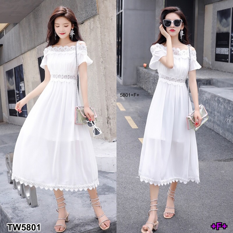 kudapy เดรสตัวยาวสีขาว ชมพู ดำ แดง เหลือง สายเดี่ยว2เส้น ดีไซน์ปาดไหล่ ผ้าชีฟอง ปาดไหล่ลูกไม้ถักทออย่างละเอียด