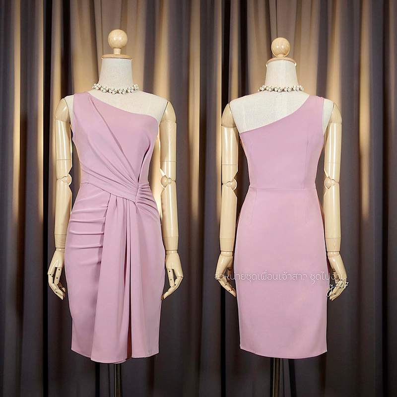 kudapy เดรสสั้นสีกรมท่า/สีแดงไวน์/สีส้มอิฐ/สีชมพู ทรงกรีก จับจีบดีเทลพรางหน้าท้อง ซิปข้างยาว ใส่ง่ายค่ะ ผ้าพริ้วใส่สบาย ทิ้งตัวสวย