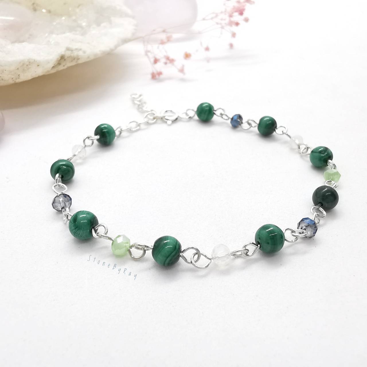 สร้อยข้อมือเงินหินมาลาไคต์(Malachite)