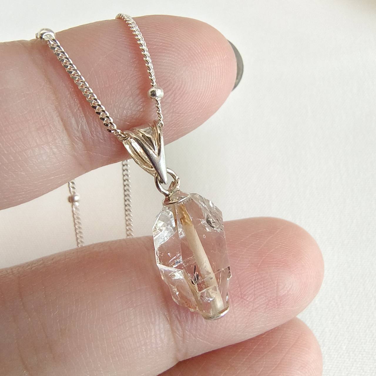 สร้อยคอเงินหินเฮอร์คิเมอร์ไดม่อน Herkimer Diamond
