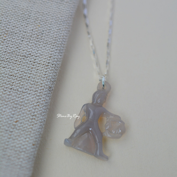 สร้อยคอเงินจี้หินอาเกตแกะสลักสัญลักษณ์ราศีตุลย์ (Libra Pendant.)