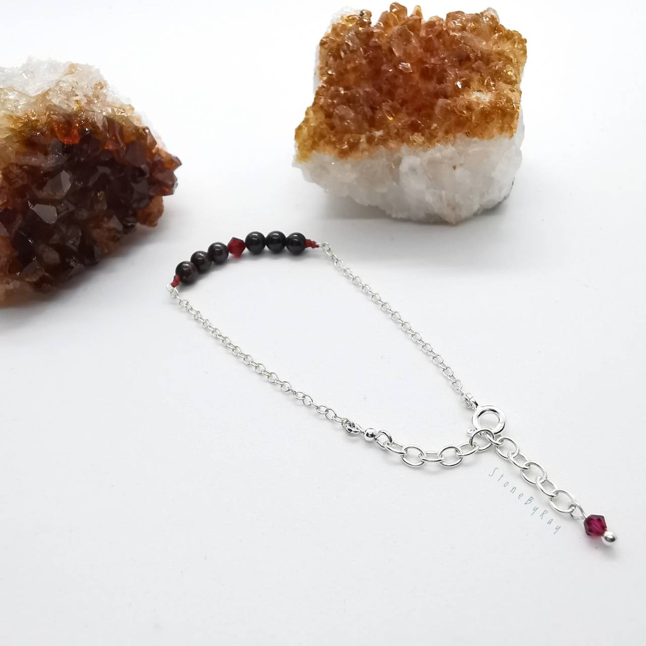 สร้อยข้อมือเงินหินโกเมน Garnet