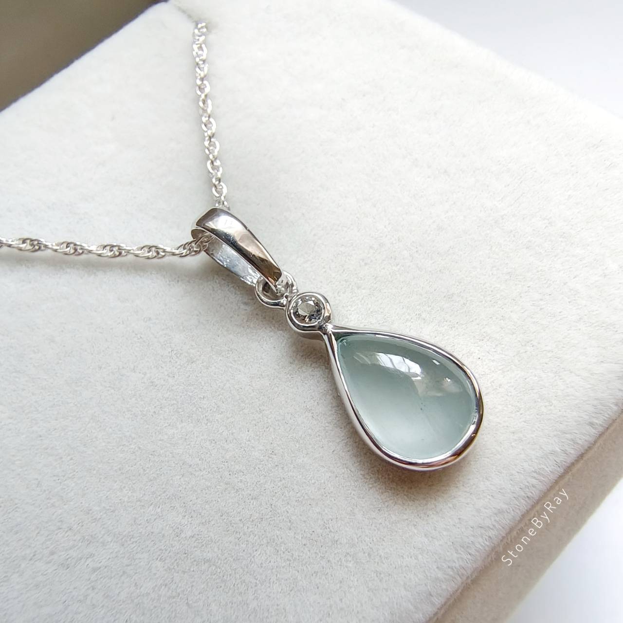 สร้อยคอเงินจี้พลอยอความารีนกับไวท์โทพาส Aquamarine