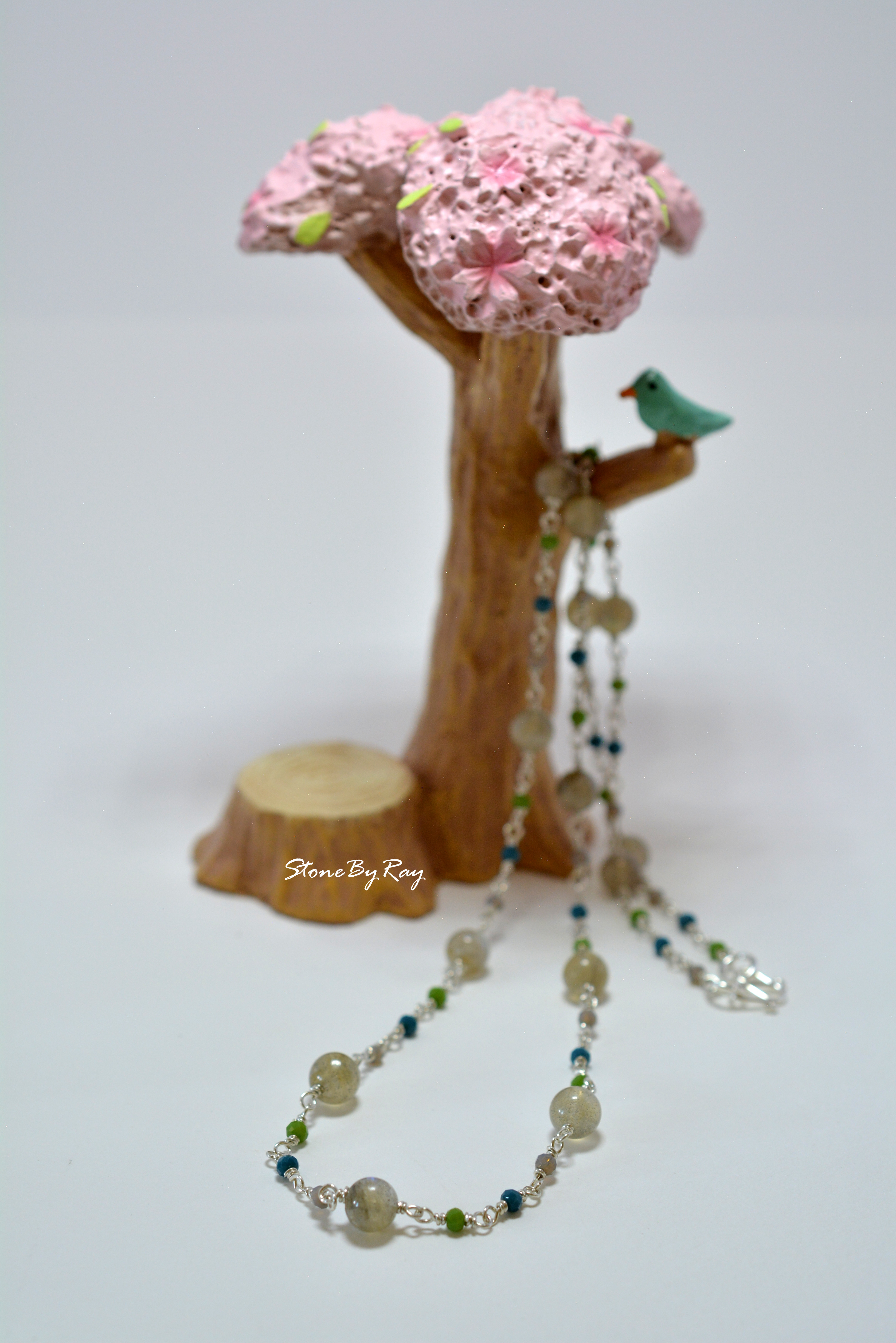 สร้อยคอเงินหินลาบราโดไลท์(Labradorite)