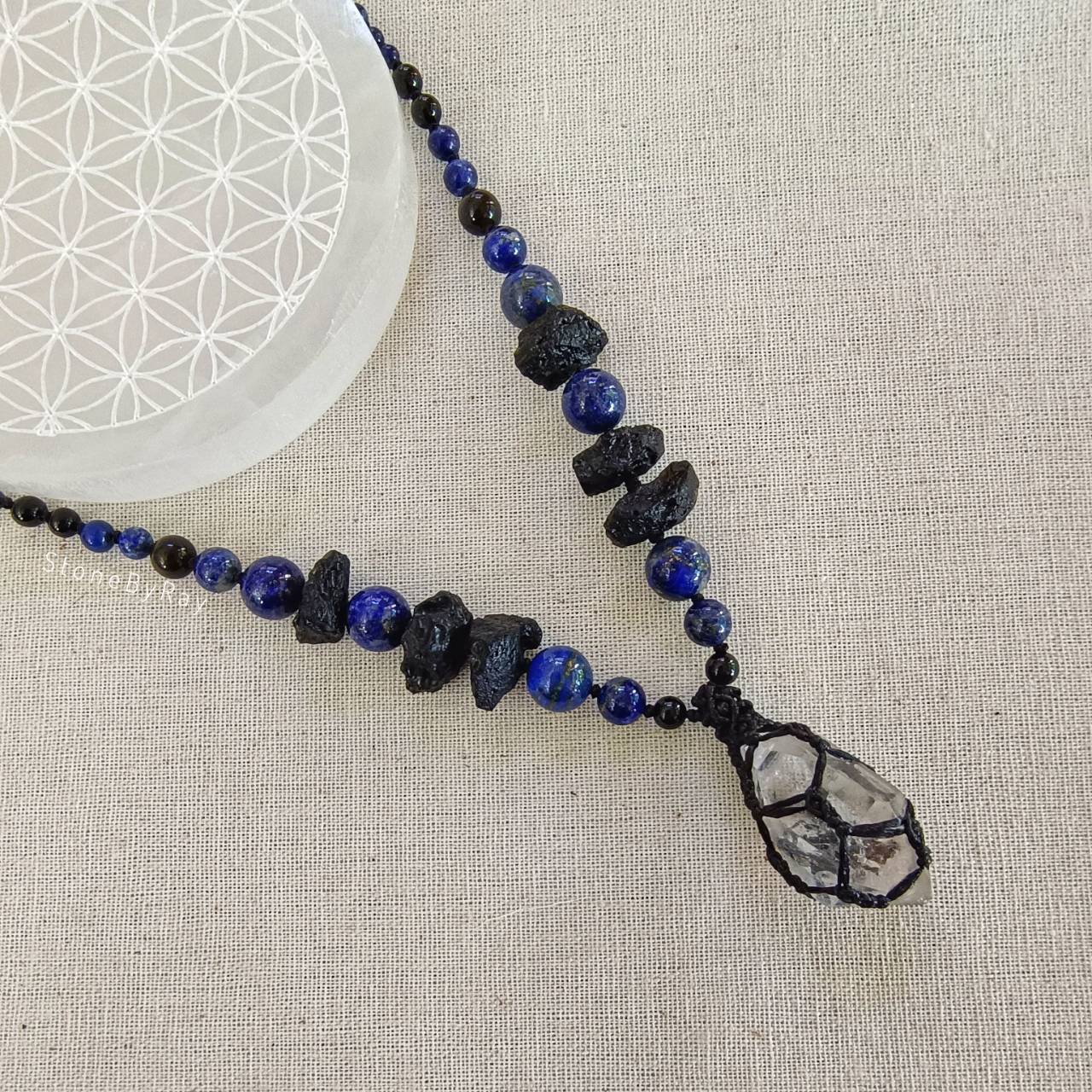 ชุดสร้อยคอหินสะเก็ดดาว+เฮอร์คิเมอร์+ลาพิสลาซูลี Tektite+Herkimer Diamond+LapisLazuli