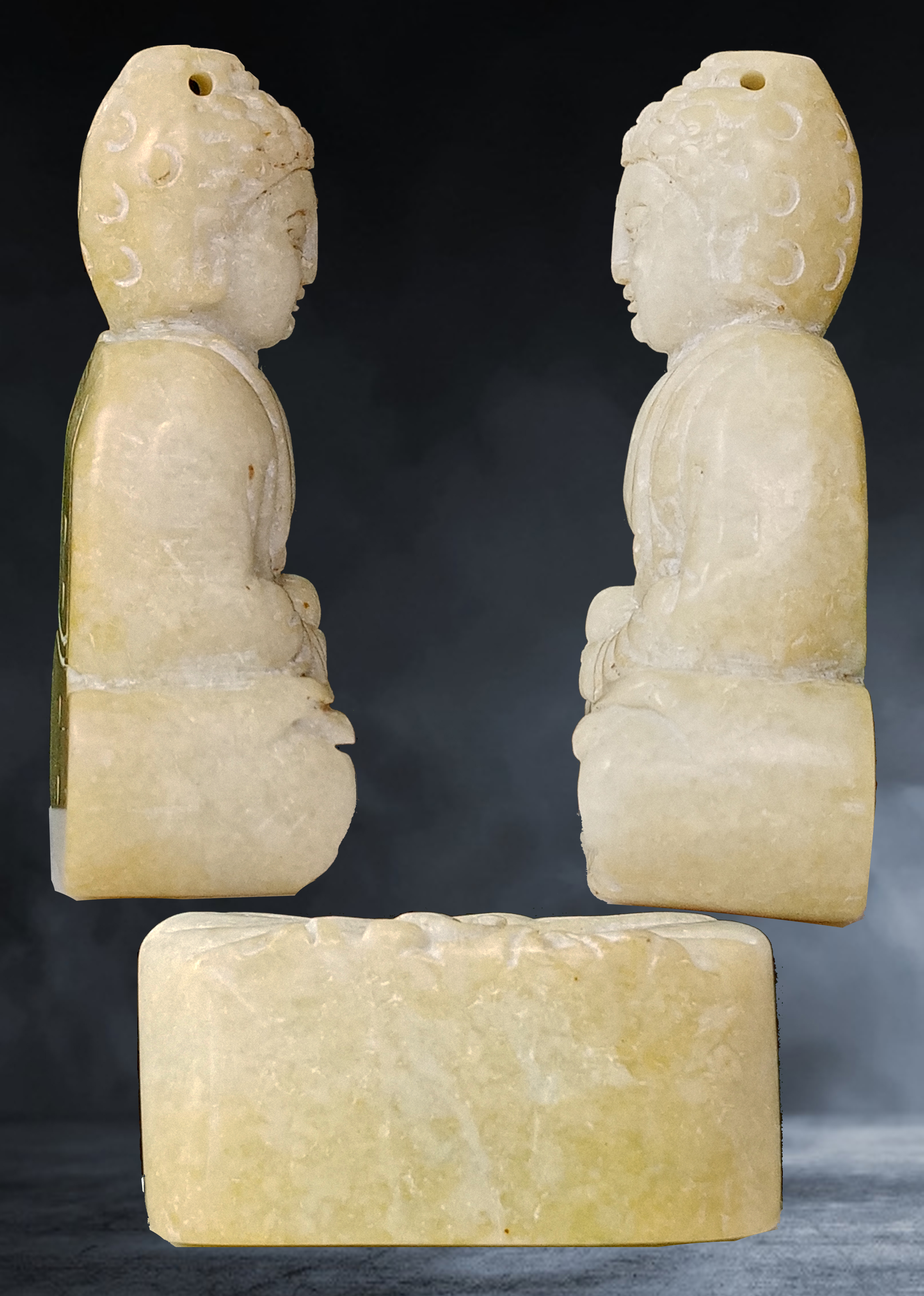 พระบูชา พระยูไล เนื้อหินหยกแกะ ขนาดหน้าตัก ๑.๕ นิ้ว