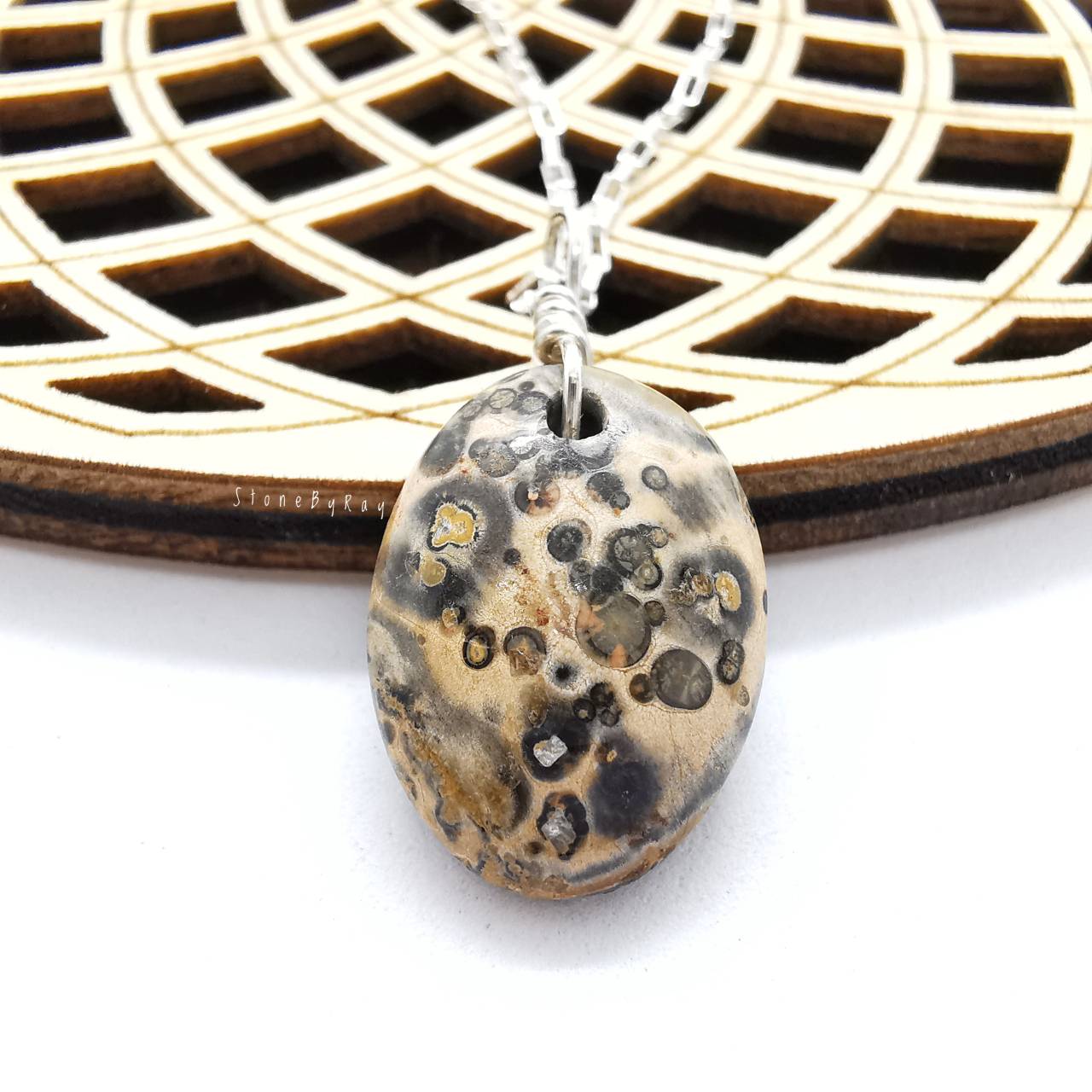 สร้อยคอเงินจี้หินลีโอพาร์ดสกินแจสเปอร์ Leopard Skin Jasper