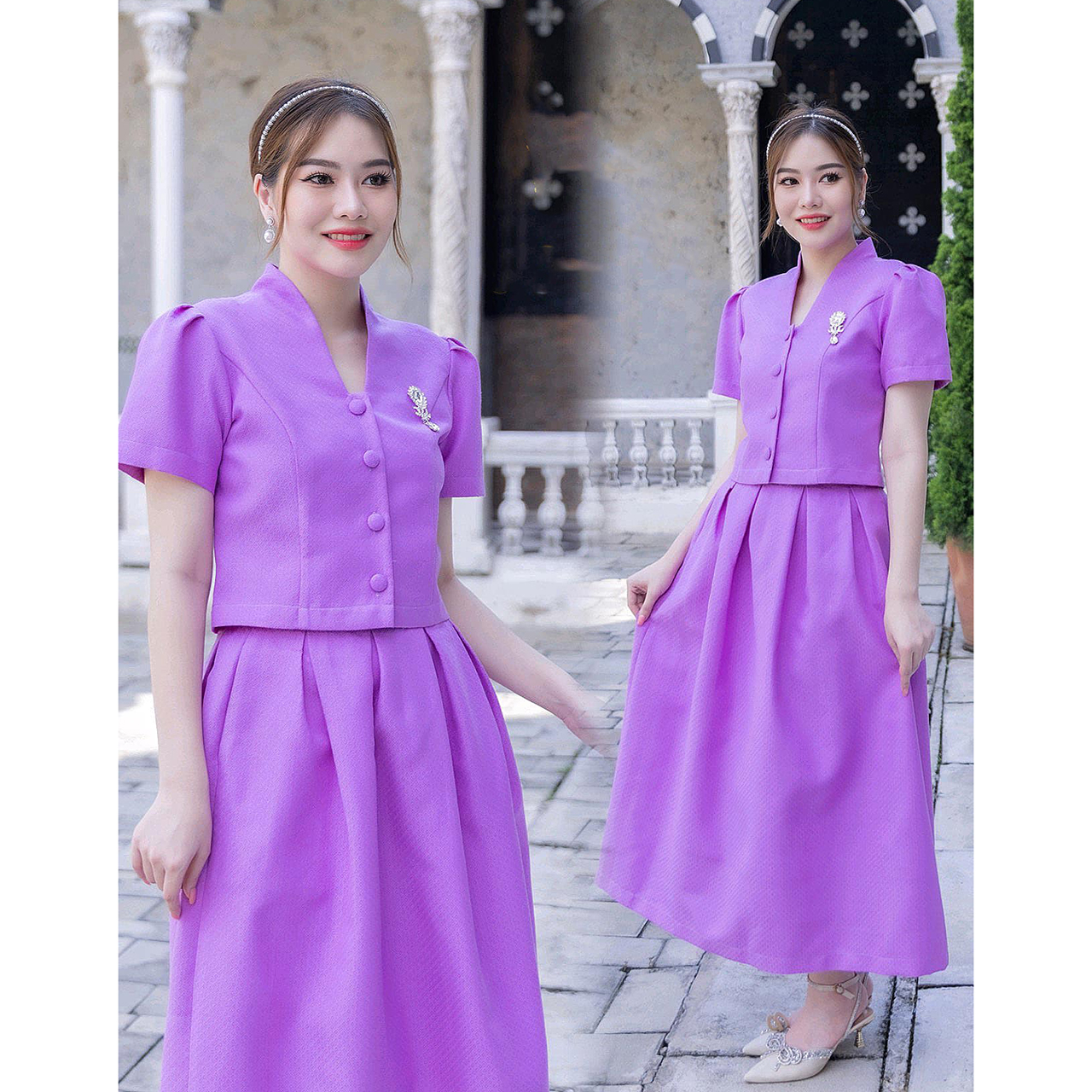 kudapy เซ็ทผ้าฝ้ายยกดอกลูกแก้ว งดงามอย่างไทยเป็นงานผ้าทอละเอียดสวยคมชัด อัดกาว