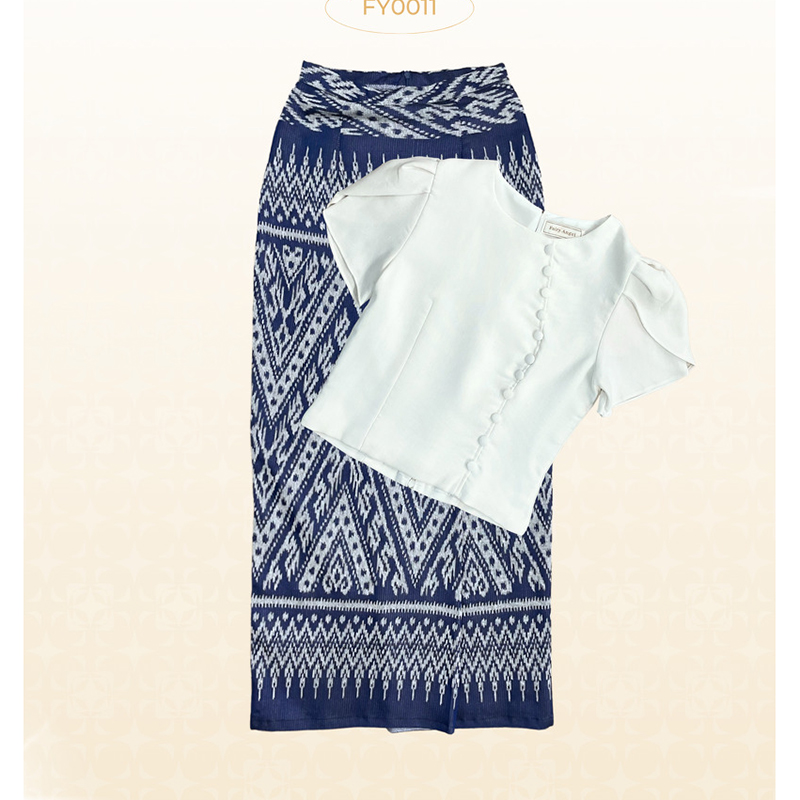 kudapy ชุดเซ็ทเสื้อ+กระโปรงลายไทยลิซ่า ใส่สบายสวยดูดี