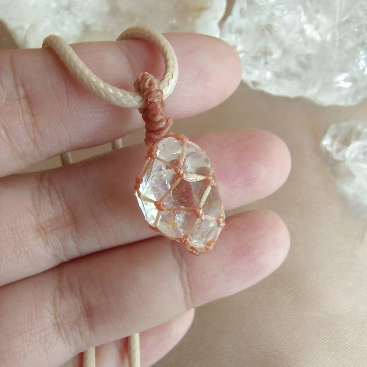 สร้อยคอเชือกจี้หินเฮอร์คิเมอร์ไดม่อน Herkimer Diamond